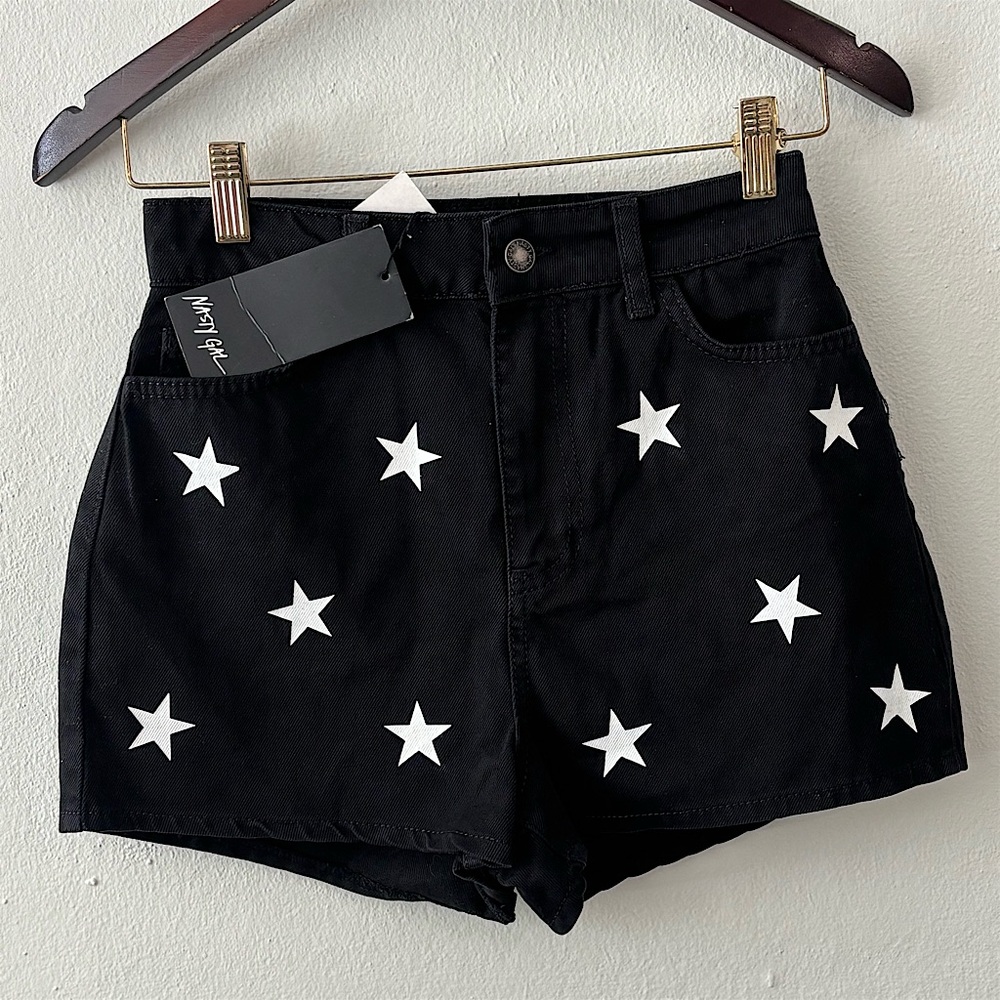 Nasty Gal ⭐ Star Print Denim Shorts • NWT • Festival Style